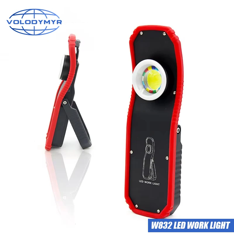 VOLODYMYR 60W COB Flashlight Torch Portable LED Magnetic Work Light Camping Car Beauty Repair Lighting Lamp with Hanging Hook
