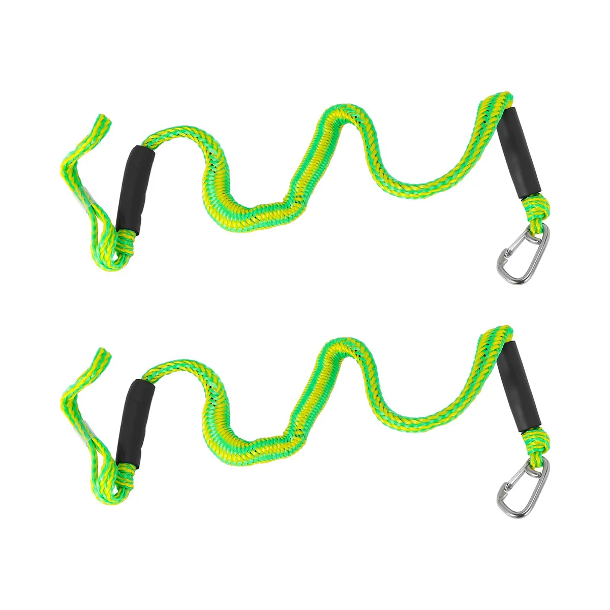 2Pack 4Ft Boat Bungee Dock Line with Hook Mooring Rope Boat Accessories for Boats Pontoon Kayak,Green