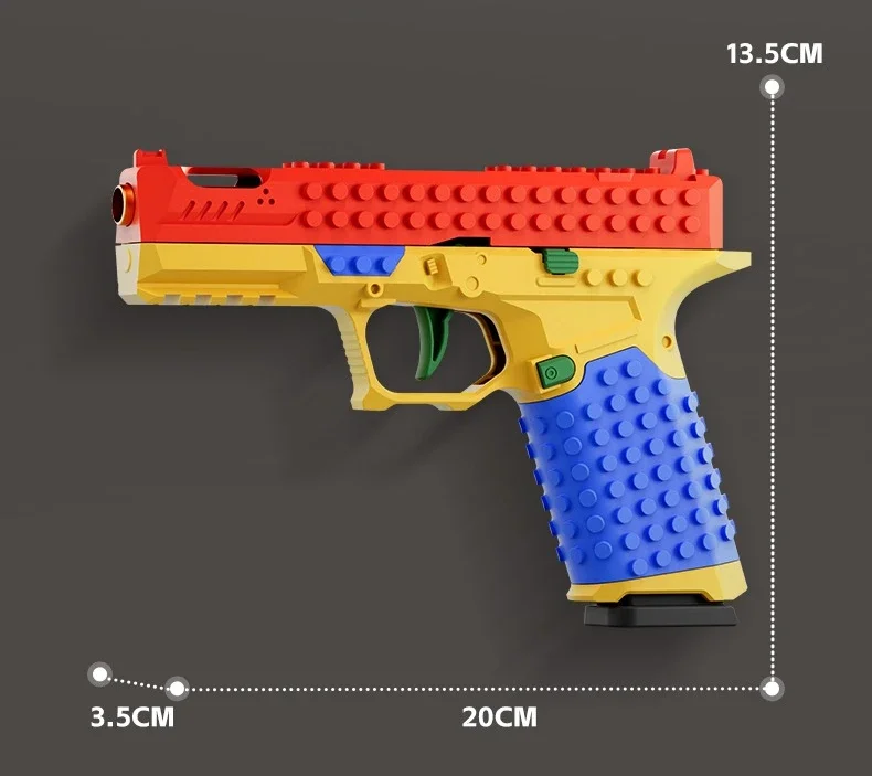 Continu afvuren Bouwsteen Pistool Shell Gooien Airsoft Blowback Lege hangende speelgoedpistool Outdoor CS-wapen voor jongens en volwassenen