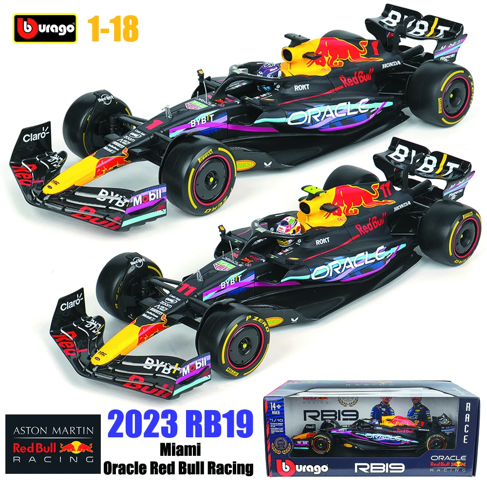 bburago-1-18-champion-f1-red-bull-racing-rb19-2023-miami-1-verstappen-11-vehicules-modeles-de-voiture-perez-vehicule-jouet-en-alliage-de-formule-1