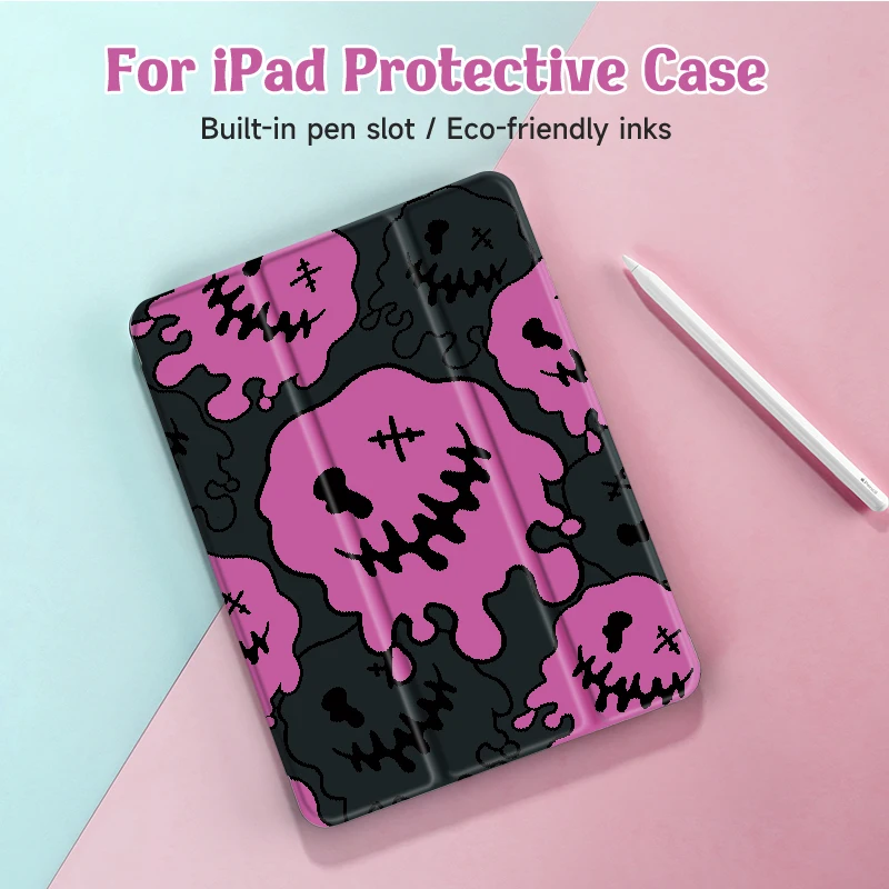 Grimace 케이스, iPad 9.7 인치, 6 세대, 5 세대, 2018/2017, Mini4, 5 ,Air4, 10.9 인치, 펜꽂이 포함