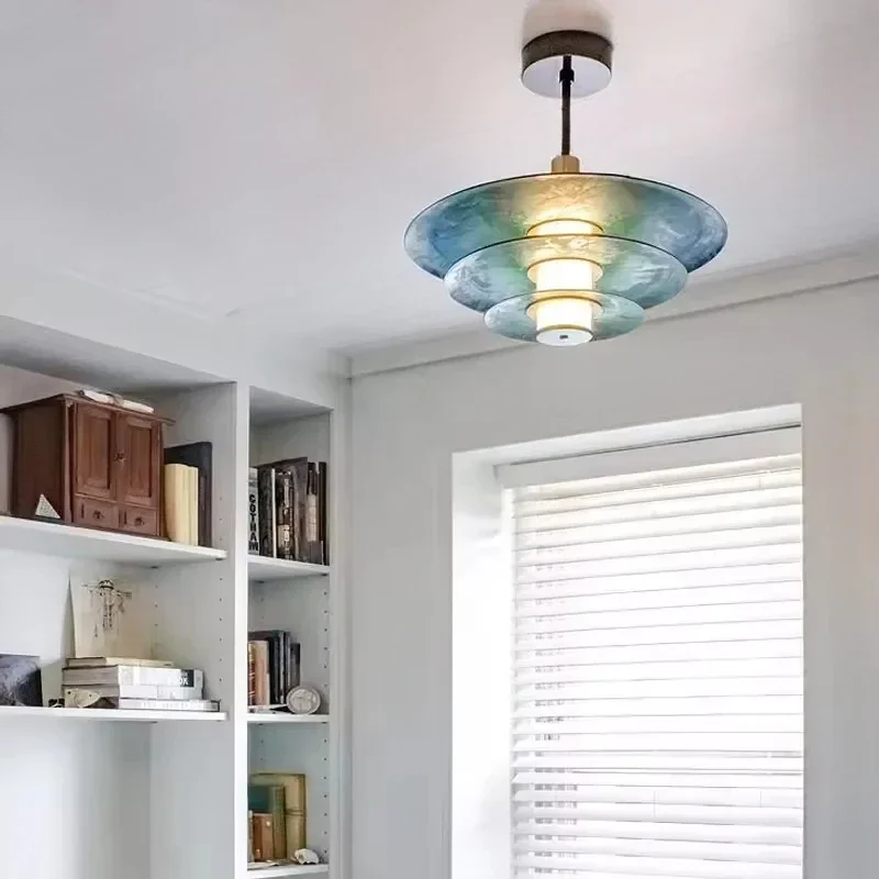 

Pendant light Creative Blue Iron Hanging Light Living Room Hotel Restraunt Dining Room Lighting Fixture Modren LED Pendant Lamp