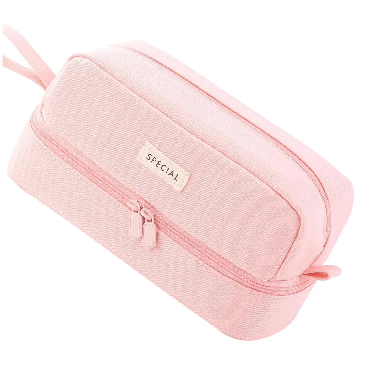 Big Capacity Large Pencil Case Pen Pouch Bag with 2 Compartments for Girls Boys Teen School Students Adults Pink