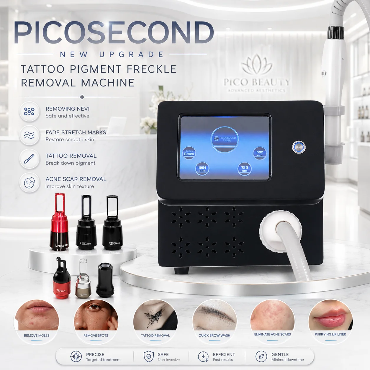 Professional Portable Picosecond Laser Tattoo Removal Machine Pigment Removal Skin Rejuvenation Aesthetic Beauty Salon