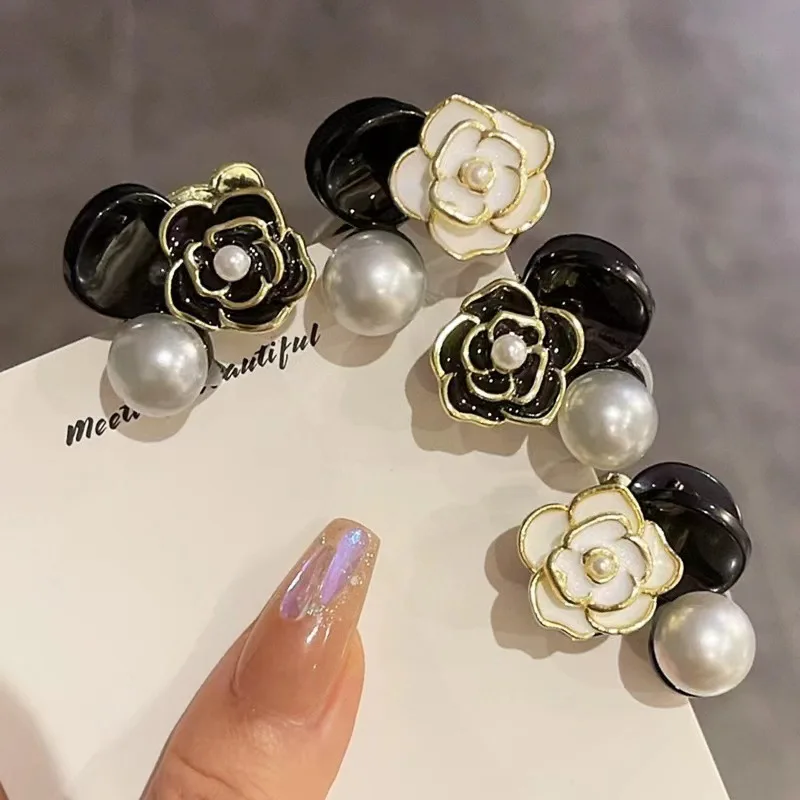 2024 set vintage hairwear camellia Claw with Pearl small grab clip cute hair clip elegant hairpin Princess braid