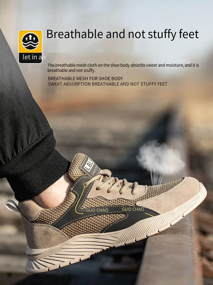 Anti Smashing Anti Piercing Steel Toe Wear-resistant Lightweight Anti Slip Breathable Safe  Shoes
