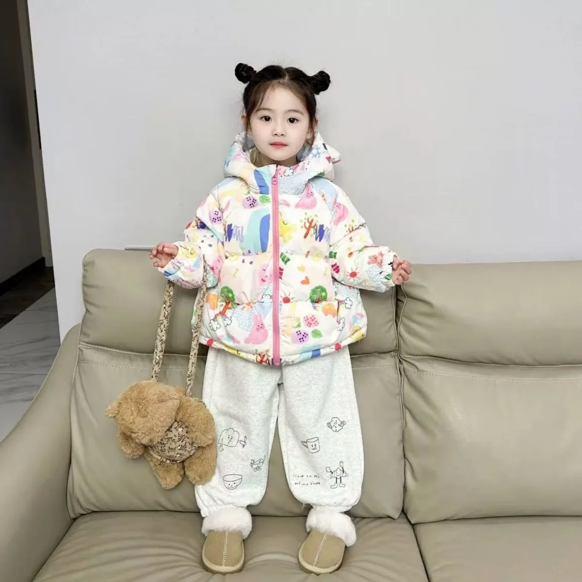 Girls Autumn Winter Coat 2026 New Fashion Kids Thick Warm Padded Jacket Fleece Lined Hooded Outerwear Children Clothing