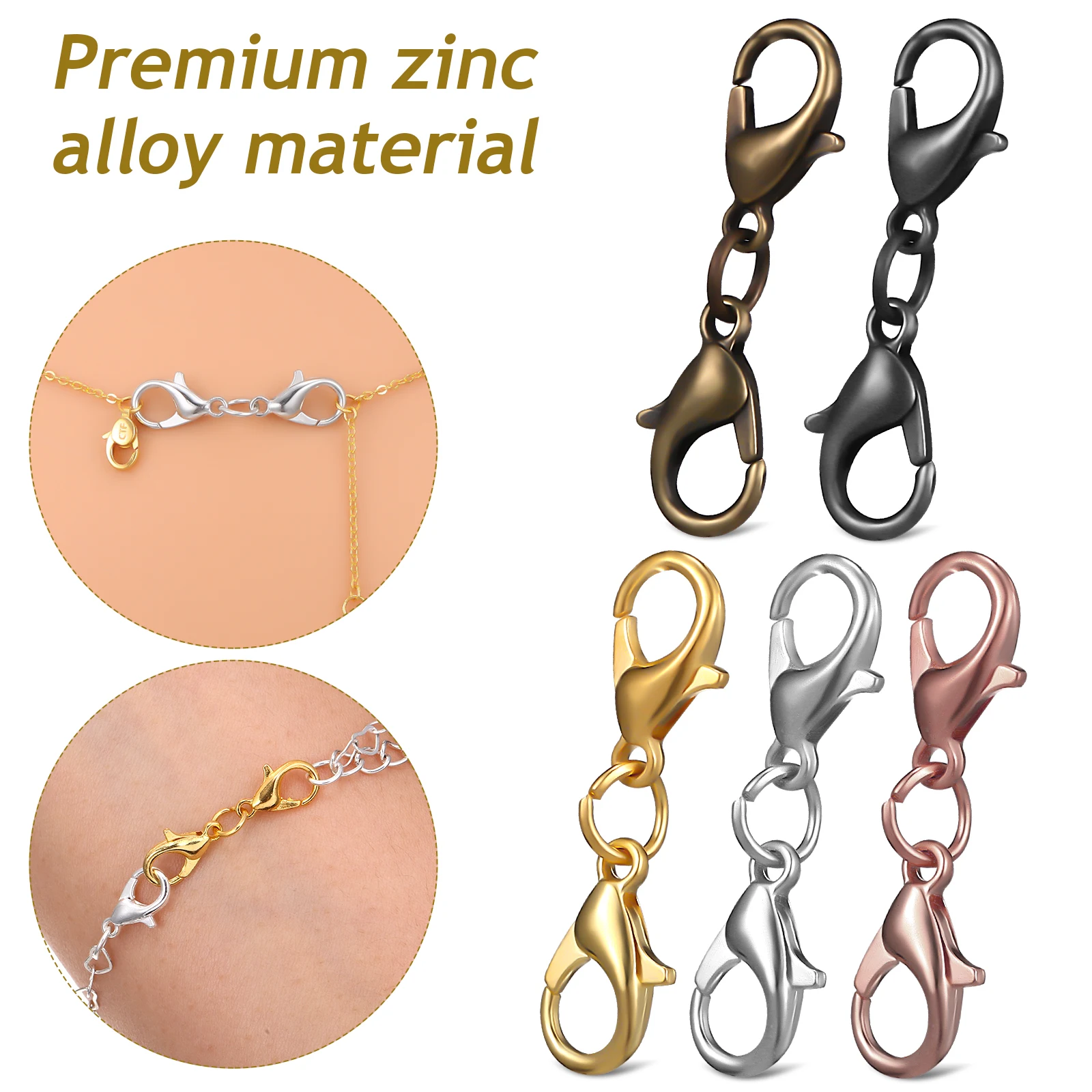 

Double Lobster Clasp Buckle Extender Jewelry Extension Chain Bracelet Necklace Zinc Alloy Clasps