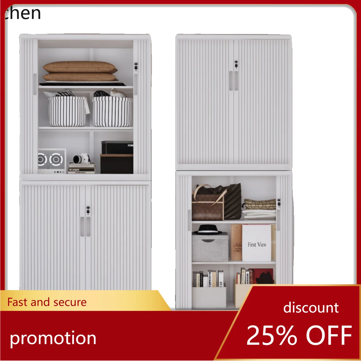 CZ Household Sliding Roller Shutter Door Storage Sunscreen Roller Door Cabinet Steel Storage Cabinet