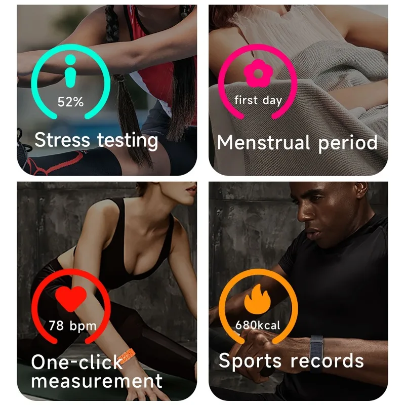 AI Health Smart Bracelet Fitness Tracker Men Women Sleep Tracking Smart Watch Heart Rate Stress Blood Pressure Monitor Band