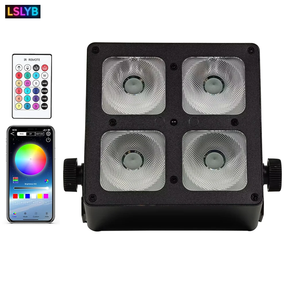 

WiFi APP Control Led Battery Par Light 4x18 Вт RGBWA + UV 6in1 Полноцветные перезаряжаемые сценические светильники Беспроводной DMX512, пульт дистанционного управления