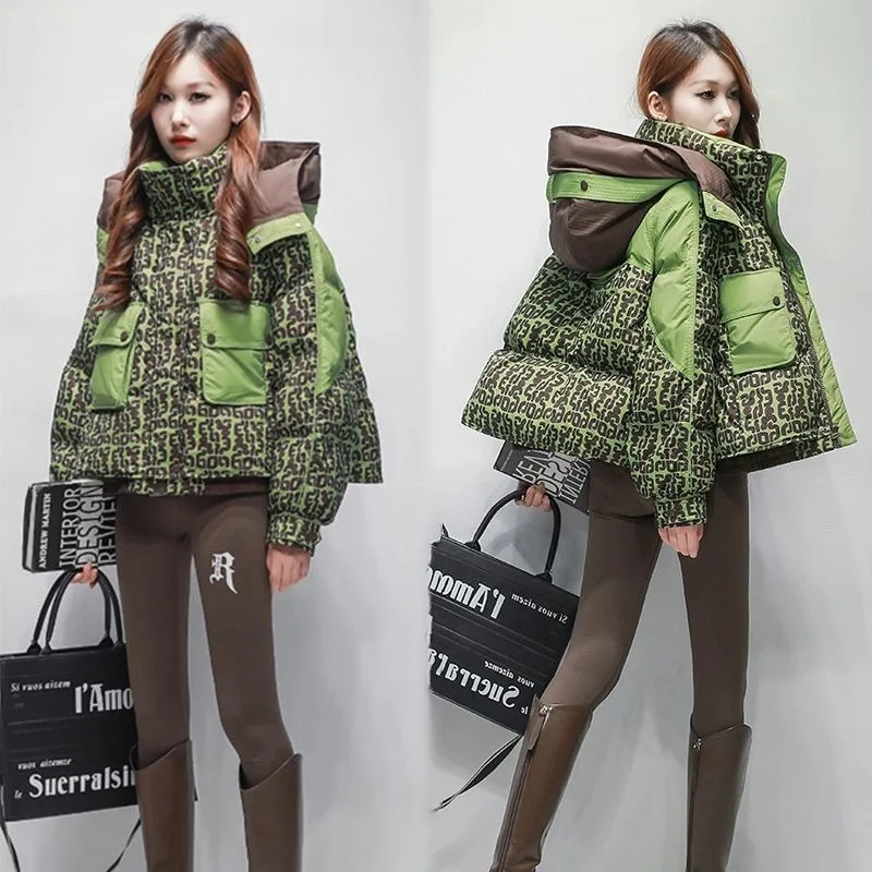 Women's Winter Autumn Tops Jacket Cotton Coat Printed Short Thickened Comfortable Simple Advanced Fashion New Soft Slim Niche