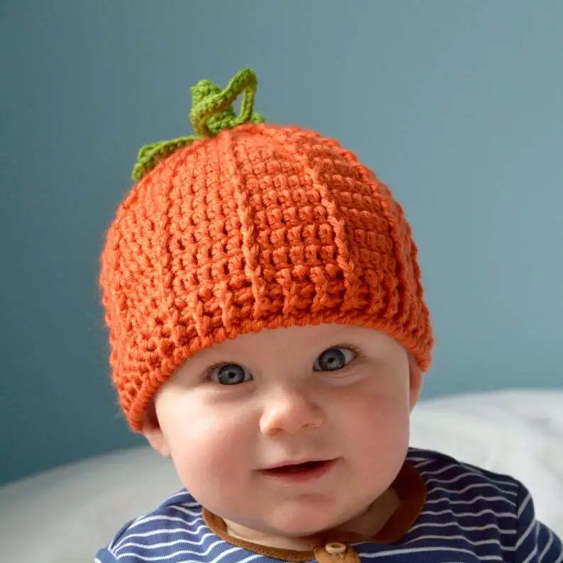 Handmade Wool Crochet Halloween Pumpkins In Europe and America Photography Commemorative for Newborn Babies Hat