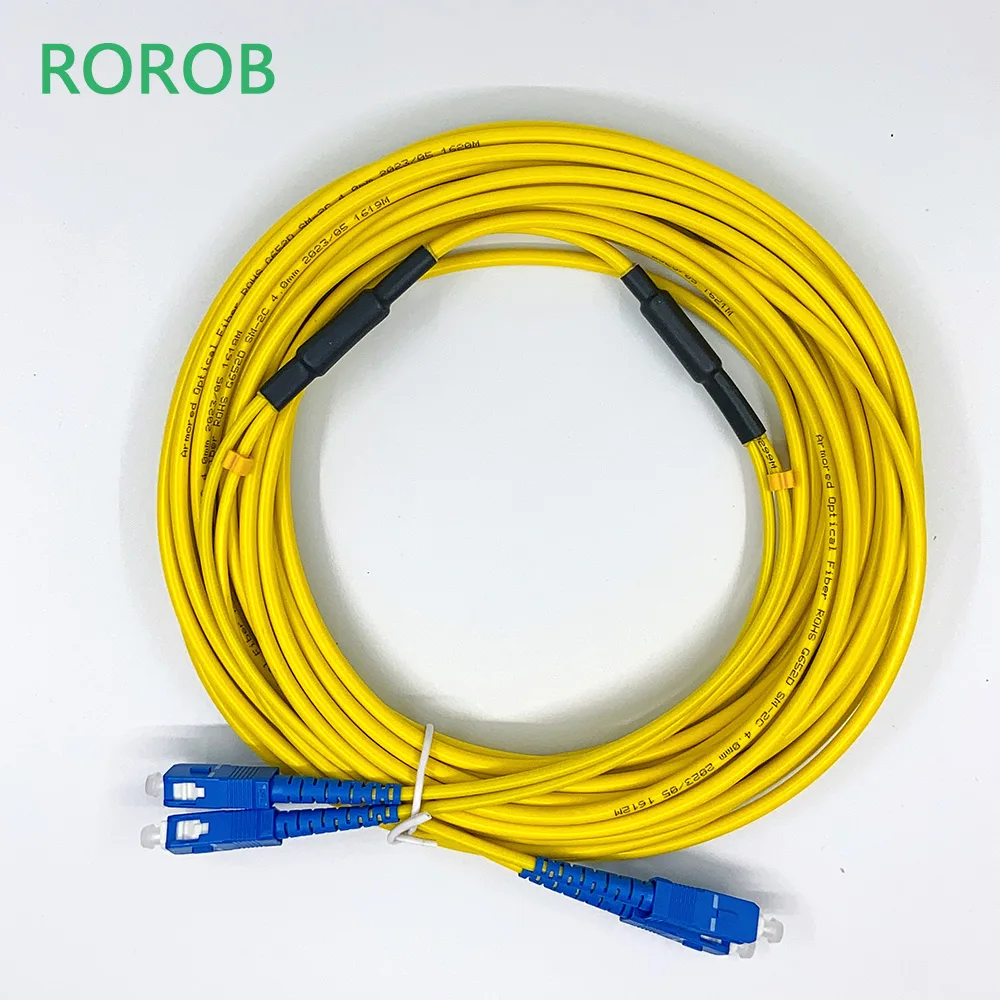 Printer Fiber Optic Data Cable Patch Cord 4mm Armored Single Mode Dual Core SC For UV Solvent Printer Data Cable