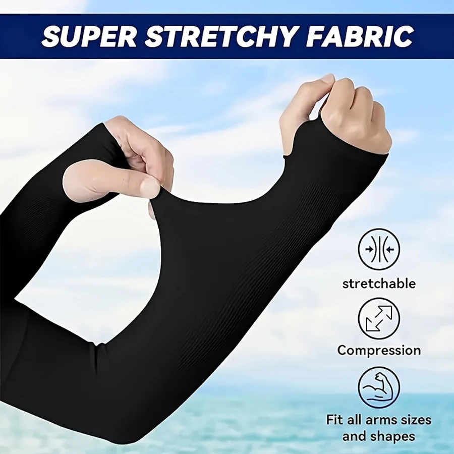1Pair, Cool and UV-Protective Compression Sleeves for Sports and Outdoor Use, Suitable for Men and Women.