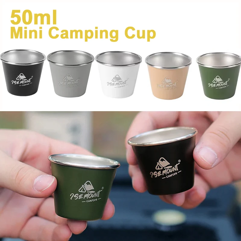 50ml Camping Shot Cups 304 Stainless Steel Stackable Mini Tumbler Cups for Coffee Outdoor Hiking Picnic Barbecue Camping Travel
