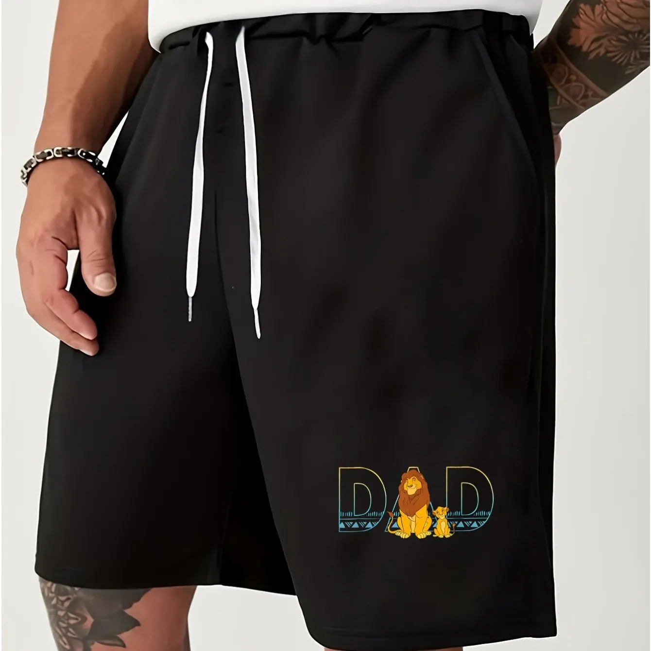 

2025 New Disney Lion King Men'S Summer Casual Sport Shorts Loose Fit Elastic Waistline with Drawstring Breathable Fabric