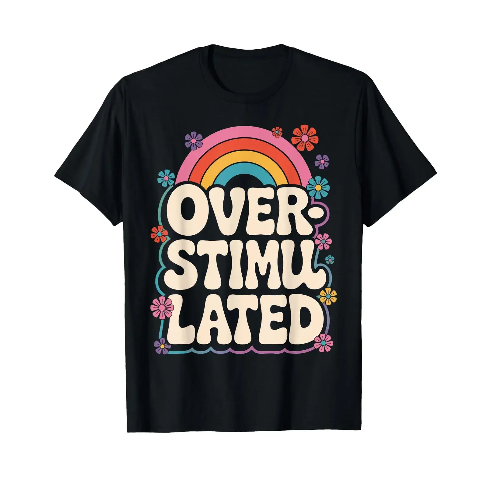 Neurodivergent Overstimulated T Shirt black S vintage Washed Stretched homme streetwear Top For Everyday Wear Versatile Stylish