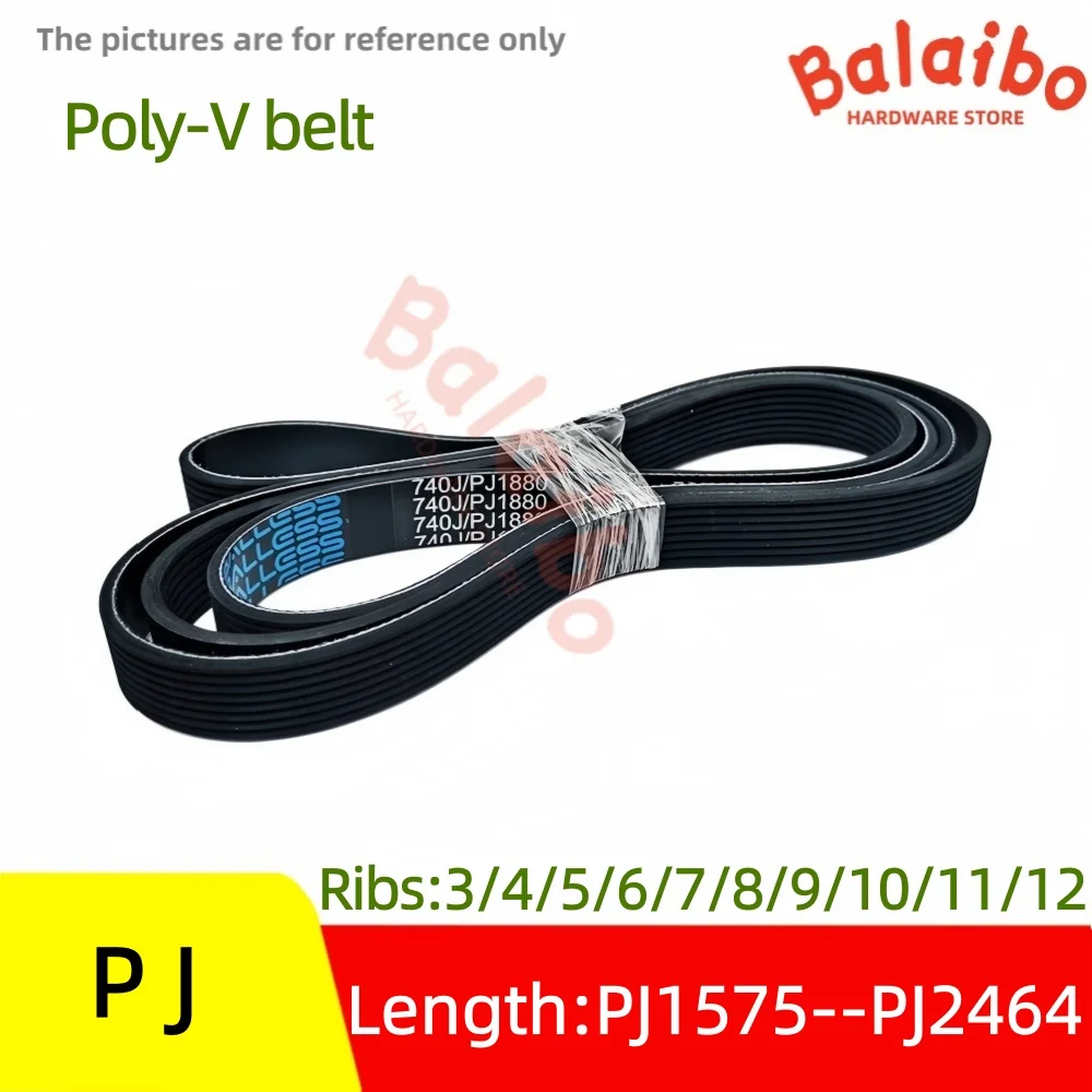 High Torque Rubber Poly-V Belt PJ 620J-PJ1575---to 970J-PJ2464 Ribs: 3/4/5/6/7/8/9/10/11/12