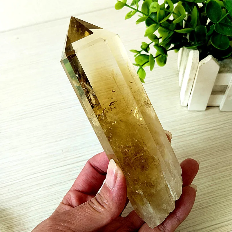 AA  Natural Quartz Citrin Crysta Tower Stone Wand Point And Chakra Energy Spiritual Meditation Healing Crystals Home Room Decor