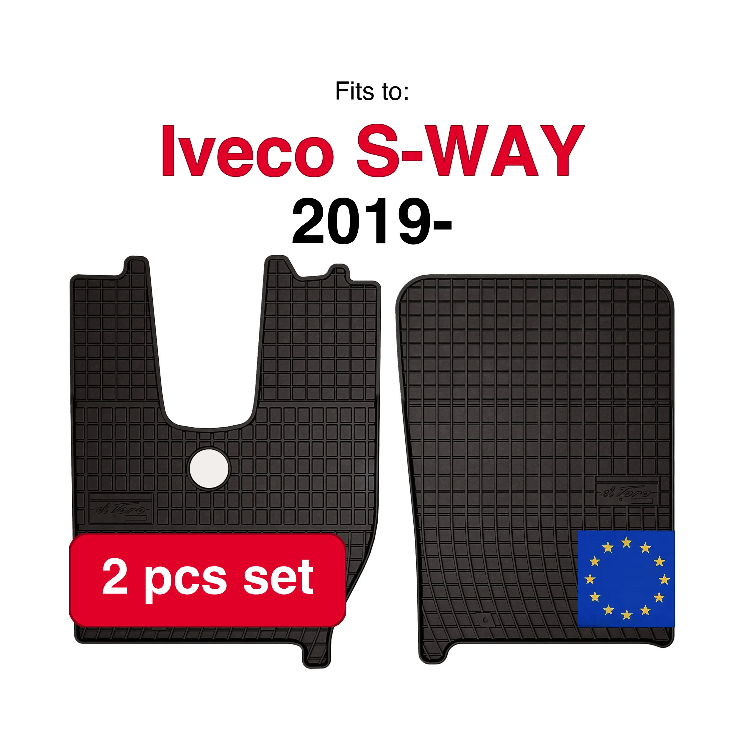 Tappetini auto in gomma per camion Iveco S-WAY (2019-) -Nero, adatto (2 pezzi)