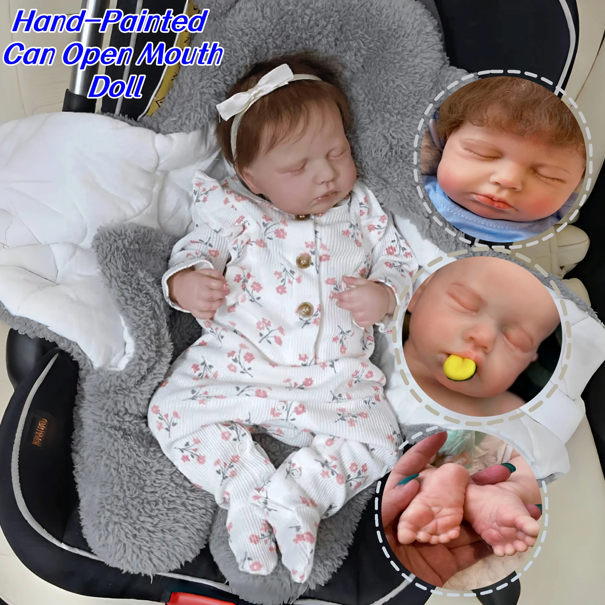 

Openable Mouth 18Inch Sleeping Loulou Silicone Doll With Hand Rooted Hair Already Painted Lifelike Reborn Doll For Kids' Toy