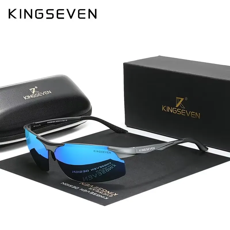 Genuine KINGSEVEN Polarized Men Aluminum Sunglasses Driving Mirror Lens Male Sun Glasses Aviation Women For Men Eyewear 9126