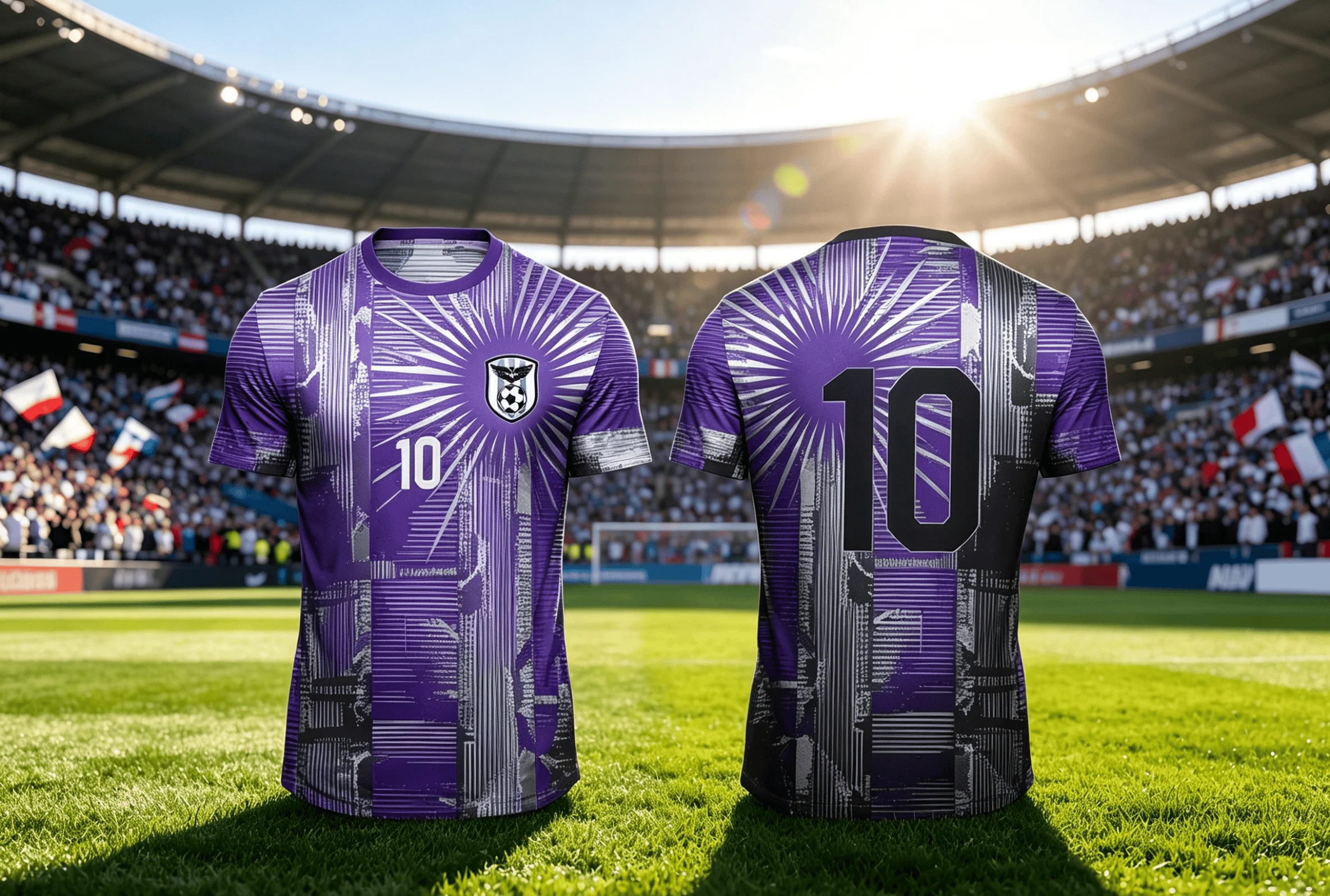 1‑Piece Purple‑Silver City‑Style No.10 Soccer Jersey, Printed Breathable Sports Shirt for Men’s Football Matches & Training