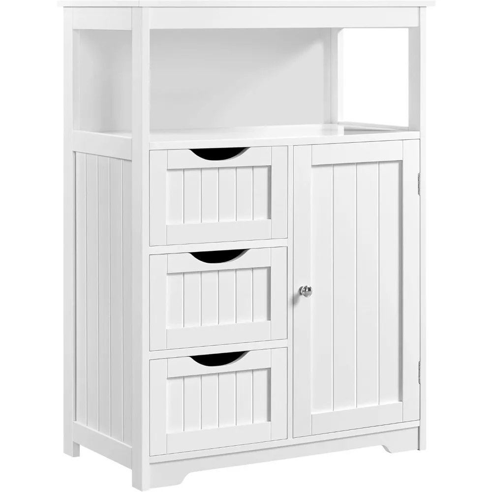

Bathroom Storage Cabinet Bathroom Floor Cabinet Freestanding Storage and Organizer with Door, 3 Drawers, Adjustable Shelf, 35.5