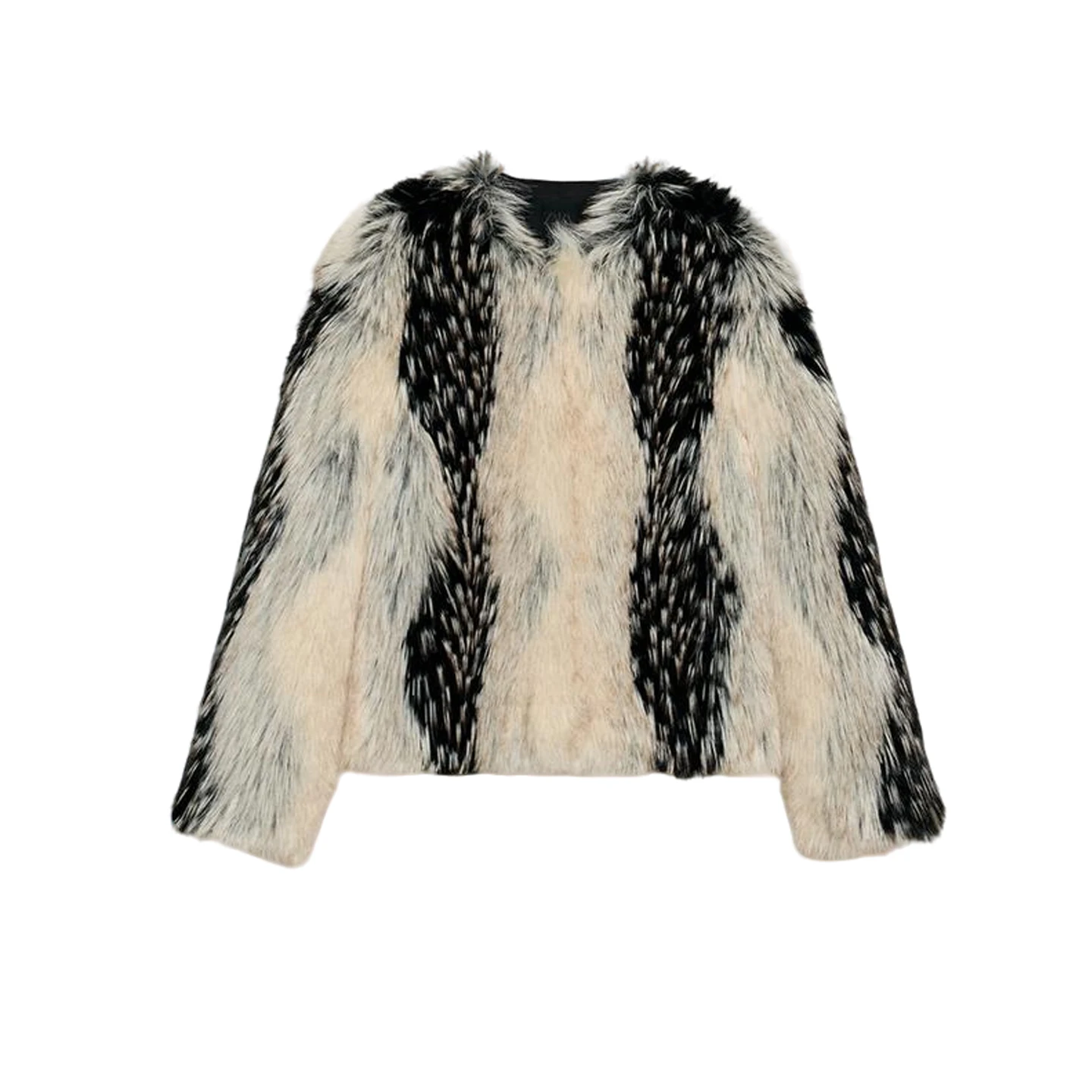 Winter Neue Damen Lose Runde Ne Faux Pelz Effekt Jaet ort Oberbekleidung Pendeln Sle Long Sve Polyester Faser