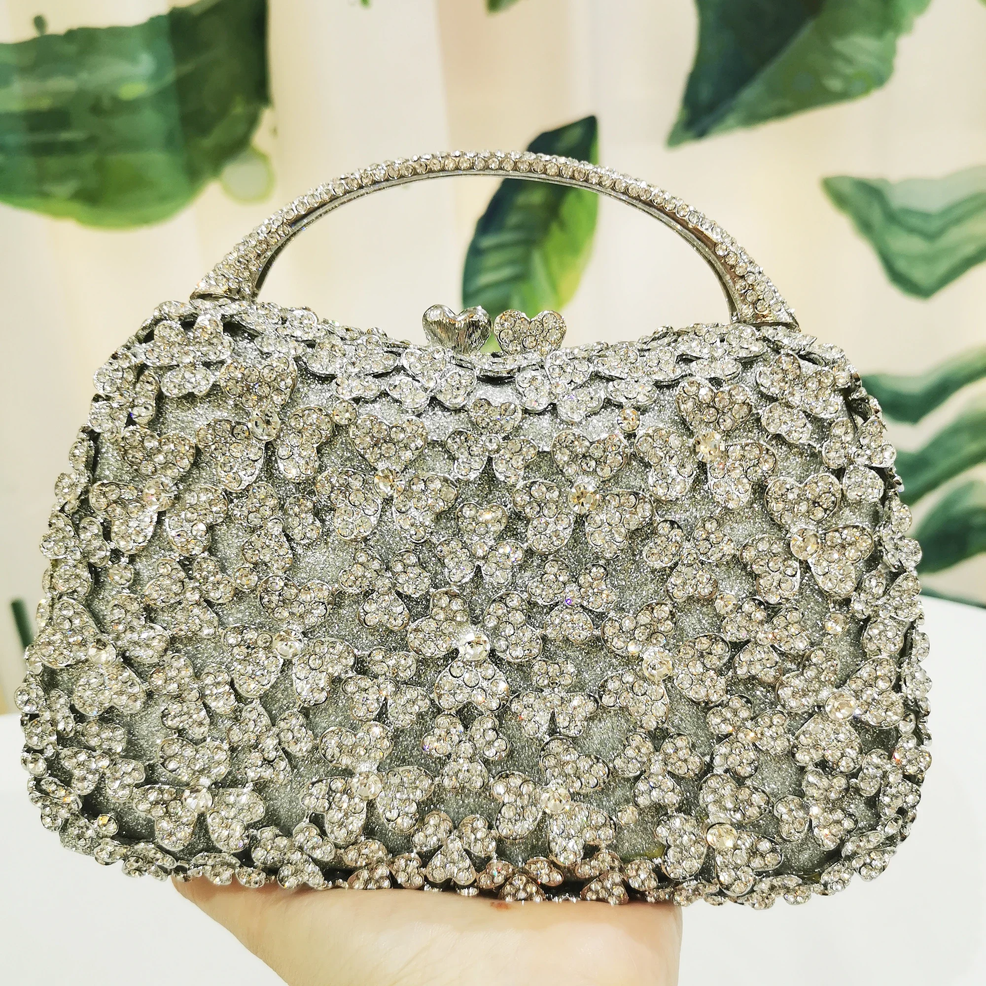 

XIYUAN Lady Diamond Floral Clutch Women Stone Evening Bags Ladies Crystal Handbags and Purses Wedding Gala Dinner Minaudiere Bag