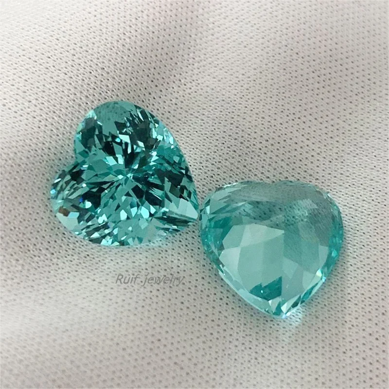 Ruif High Quality Beautiful Heart Paraiba Color Lab Grown Sapphire Gemstone Semi-precious Stone for Luxury Jewelry Making