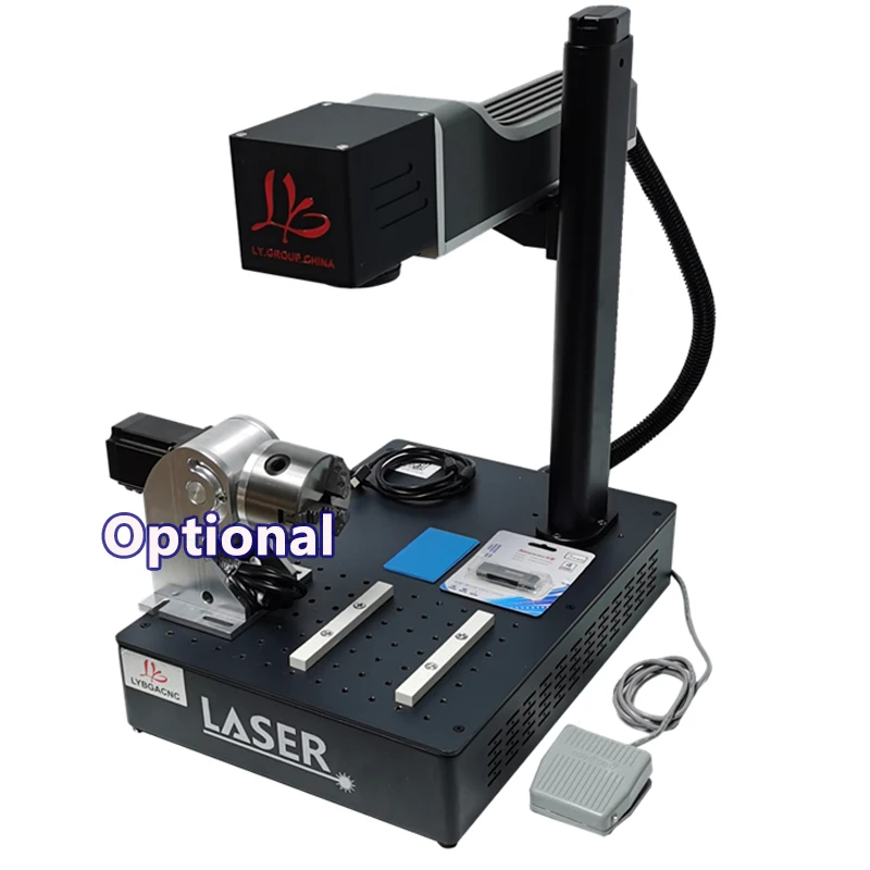 

Desktop Mini 20W 30W 50W Fiber Laser Nameplate Engraver Marking Machine 10.64 Um Upgrade Rotation Axis Rolling Roller Axis