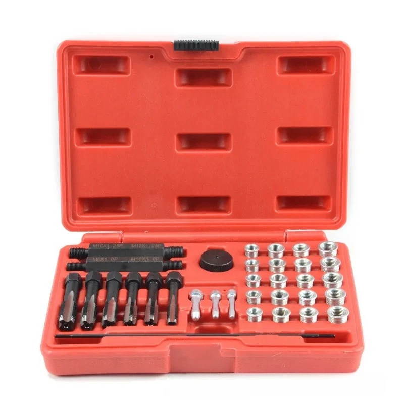 

33pcs Glow Plug Thread Repair Kit Tap Insert Driver Guide Pin Thread Insert Tool Set Glow Plug Insert Driver