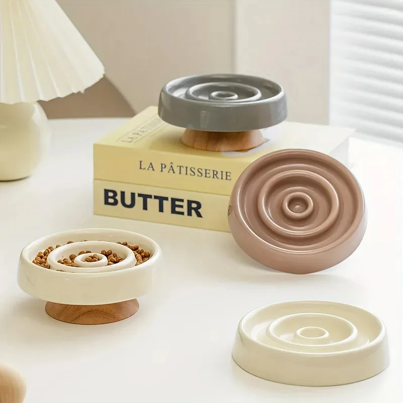 Ciotola in ceramica per mangiatoia lenta per animali domestici - Design anti-Gadping, piatto per alimenti puzzle adatto per cani e gatti