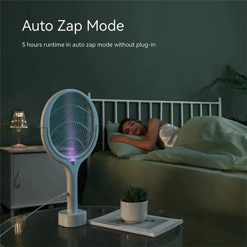 (ABAB) Matamoscas Eléctrico Recargable con Cabezal Giratorio, Matamosquitos, Trampa para Moscas de la Fruta y Mosquitos en Interiores