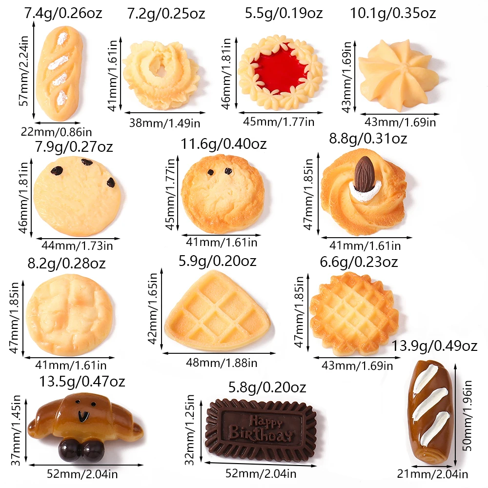 4 Stück Simulierte Kekse Waffeln Biskuits Charms Flache Cabochons Verzierungen DIY Scrapbooking für Mädchen Haarspangen Stirnbänder Geschenk – Detail 9