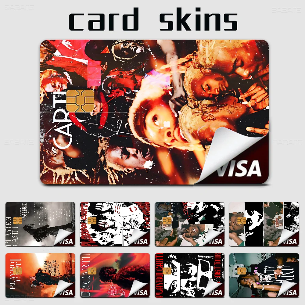 O-Opium Rap Playboi Carti Cartoon Credit Card Skin Stickers For Bank Card Bus Metro Card Sticker Waterproof Women Gift