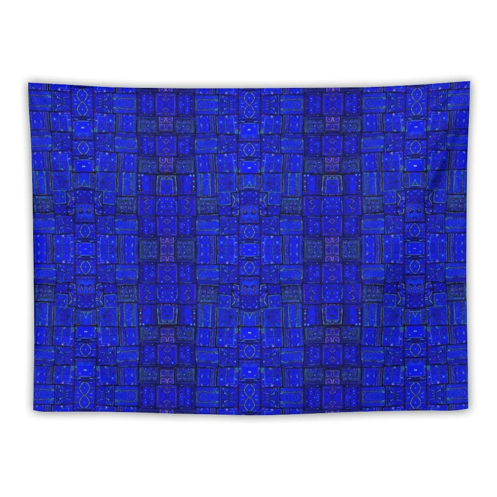 

Tranquil Azure: Geometric Bohemian Moroccan Masterpiece Tapestry Wall Decoration Items Room Decorating Aesthetic Tapestry