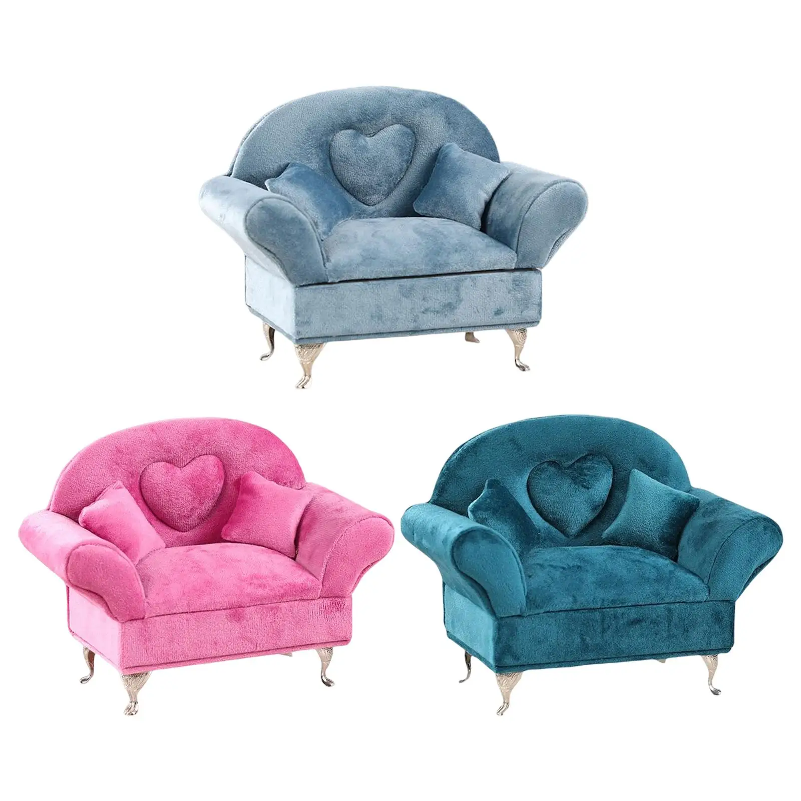 ソファカウチジュエリーボックス女性ジュエリーケース12インチ人形アクセサリー1-6ソファクッションドールハウス家具寝室の装飾用