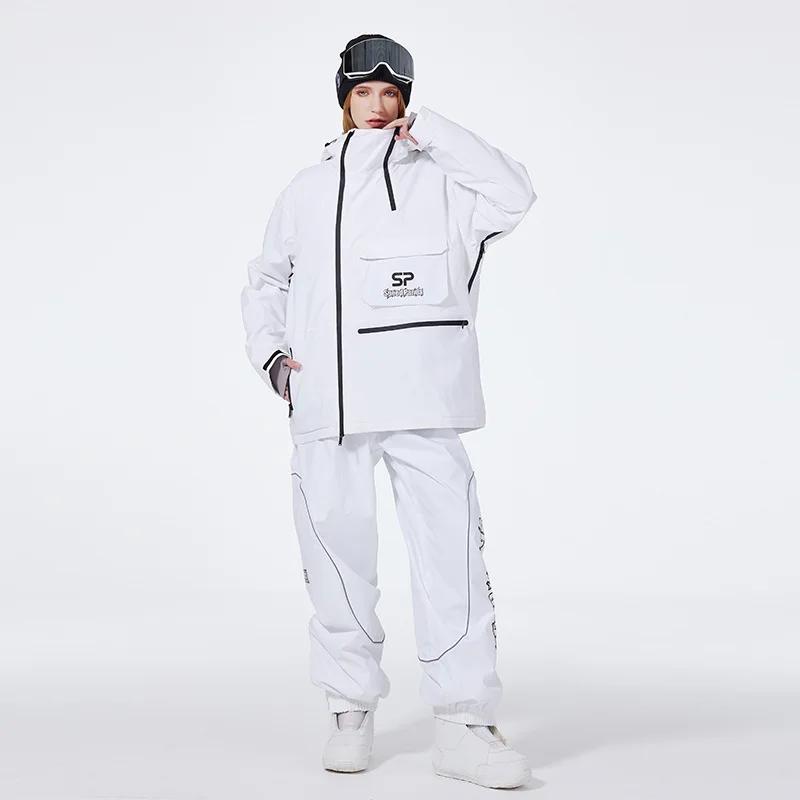 كول الرجال النساء على الجليد دعوى مقاوم للماء فضفاض التزلج الزي الثلوج العزل دعوى النساء ملابس التزلج لفصل الشتاء سترة فستان أطفال مع سروال داخلي #4