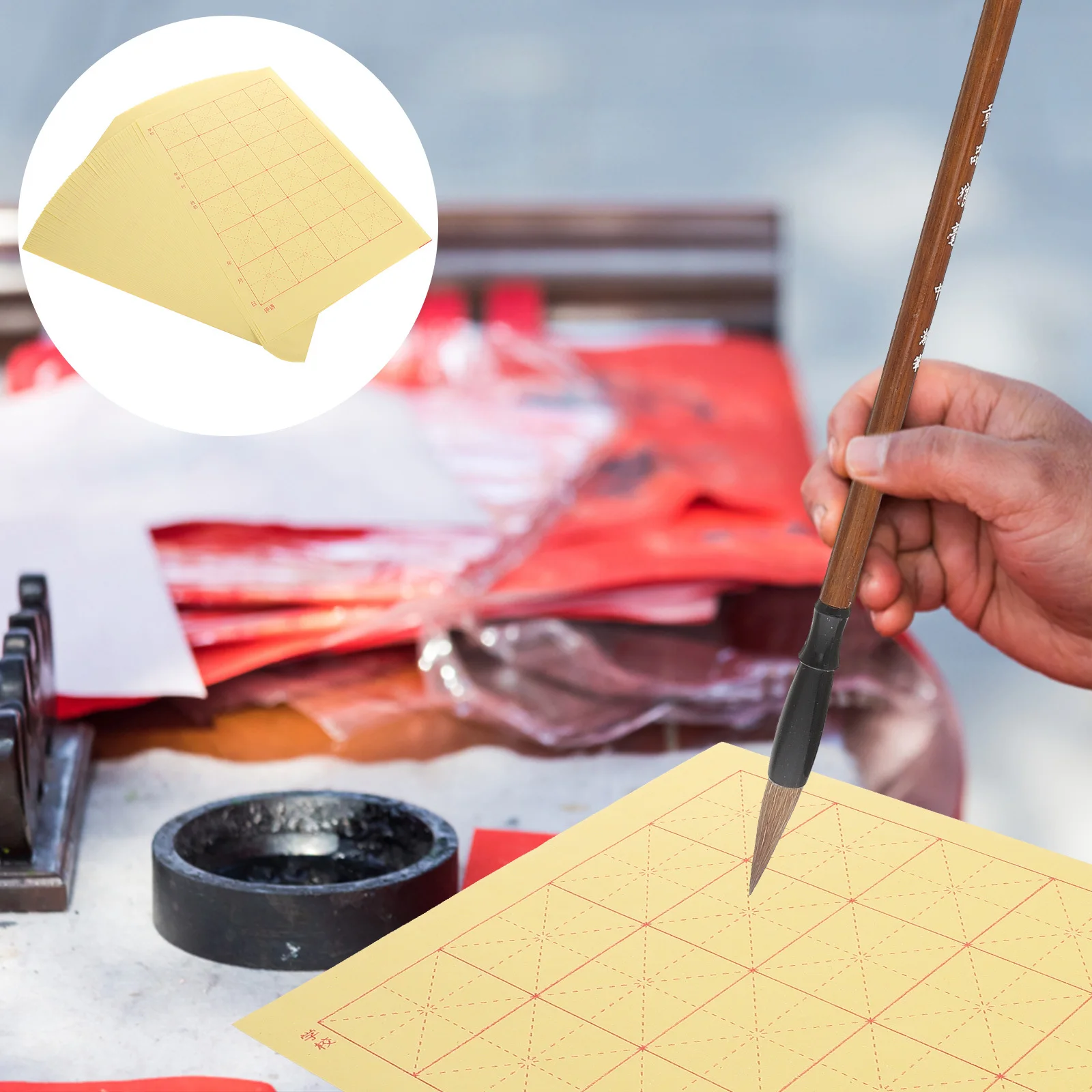 

150 Sheets Chinese Calligraphy Practice Paper Traditional Xuan Paper for Brush Ink Writing Painting Watercolor Beginners