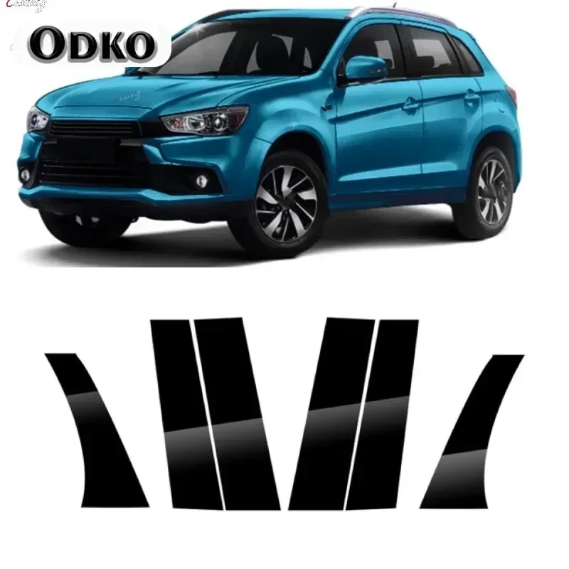 6Pcs Car Door Window Pillar Posts Trim Covers Sticker For  Mitsubishi ASX 2011 2012 2013 2014 2015 2016 2017 2018 2019 2020
