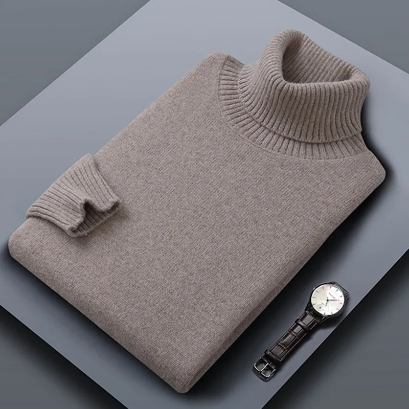 الكلاسيكية الرجال الياقة المدورة سترة فضفاضة عادية الخريف الشتاء 100% الصوف الخالص بلوفر مغزول كم طويل رشاقته الدافئة الرجال البلوز