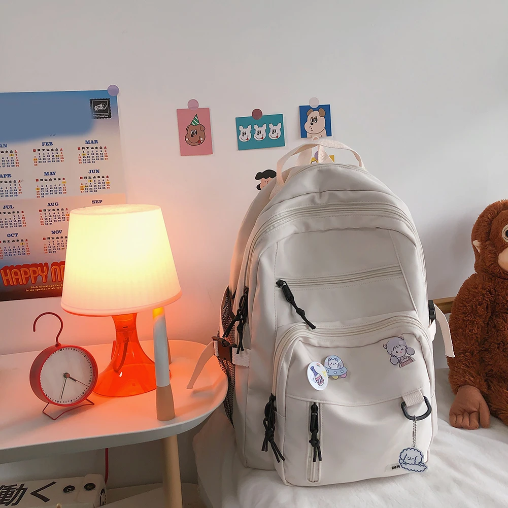 Mochilas multibolsillos de nailon, mochila informal de gran capacidad, bolso escolar para niñas, mochila para ordenador portátil para estudiantes de secundaria, mochila dulce