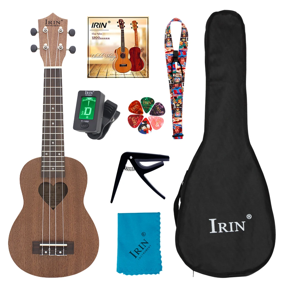 

IRIN 21 Inch Ukulele Sapele Hawaiian Guitar Set with Case Accessories Professional Stringed Instruments Ukulele for Practice