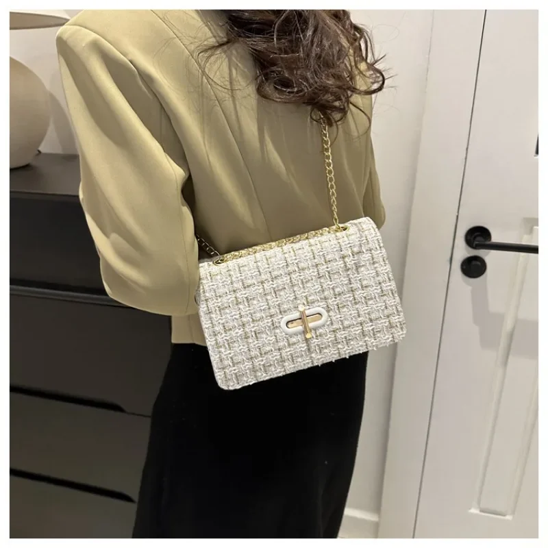 High-quality Shoulder Crossbody Bag Small Square Shoulder Bag 2024 New Women\'s Armpit Fragrance Tweed Chain Shoulder Bag