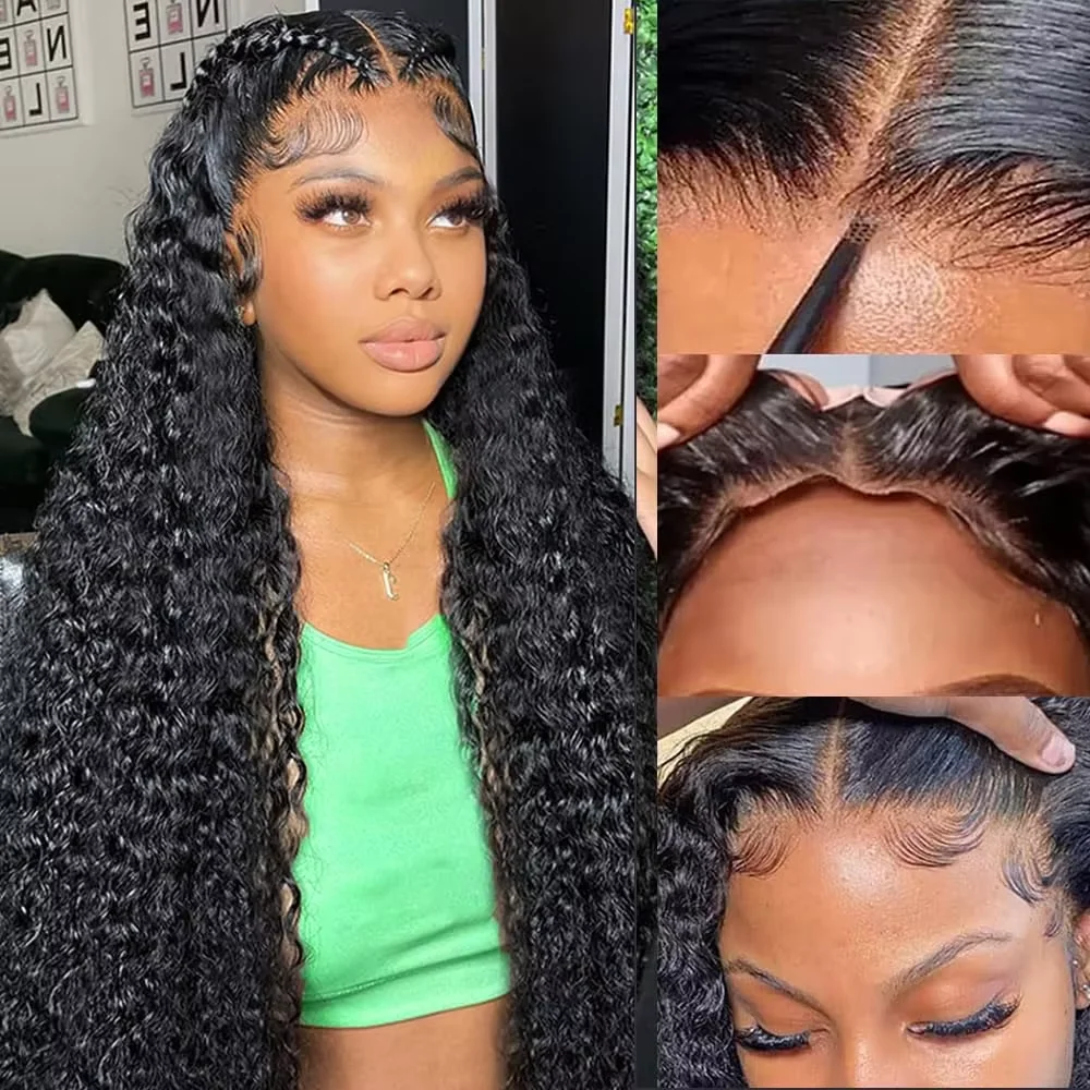 موجة عميقة 200 الكثافة 6x4 شعر مستعار بدون صمغ شعر الإنسان 5x5 الدانتيل إغلاق شعر مستعار 13x4 موجة عميقة الدانتيل الباروكات للنساء السود للبيع Vrvogue #2