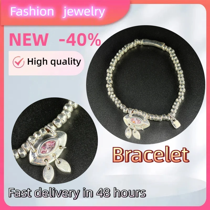 

Spanish original jewelry fashion beaded bracelet pink crystal devil eye girls casual accessories exquisite gift