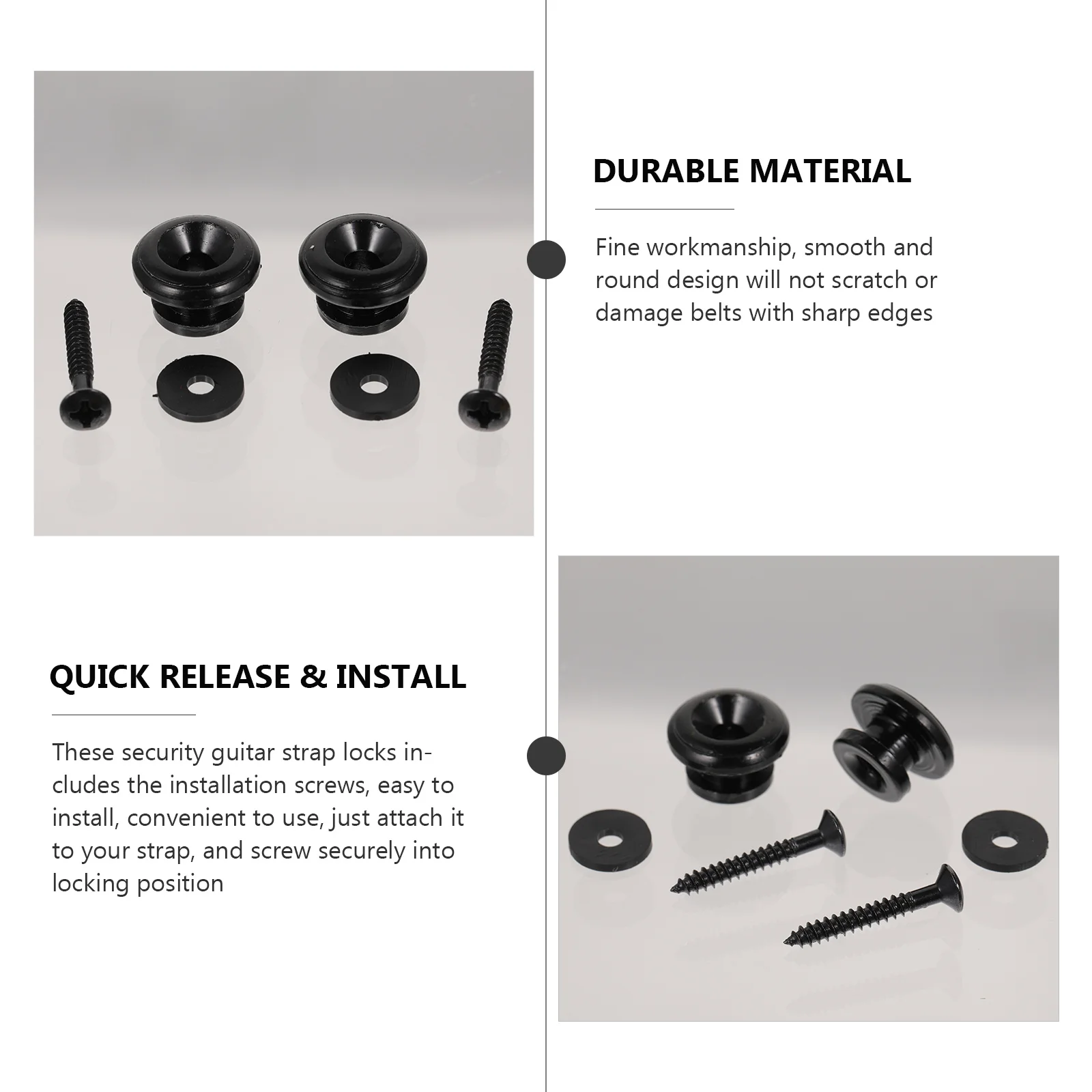 

4 pcs Metal Guitar Strap Buttons Mushroom Head Smooth Round Edges Durable Rust-Proof For Acoustic Electric Bass Guitar